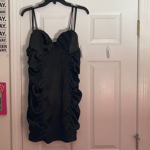 Black Ruched Black Club or Mini Dress